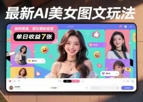 最新AI美女图文玩法，制作简单，吸引男粉变现，单天收益7张