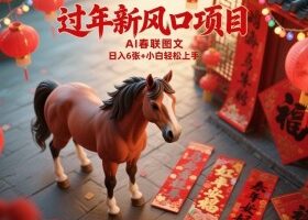 过年新风口项目，用ai春联图文，日入6张+小白轻松上手【揭秘】