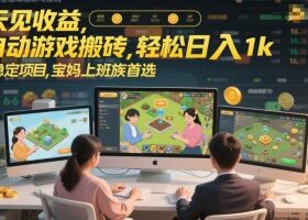 每天见收益，全自动游戏搬砖，轻松日入1k，长期稳定项目，宝妈上班族首选【揭秘】