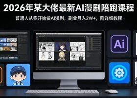 26年某大佬最新Ai漫剧陪跑课程，普通人从零开始做AI漫剧，副业月入2W+