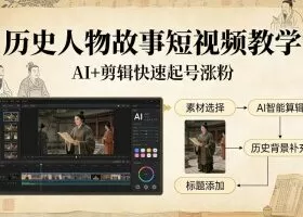 历史人物故事短视频教学,AI+剪辑制作历史人物题材短视频,快速起号涨粉