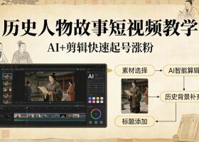 历史人物故事短视频教学,AI+剪辑制作历史人物题材短视频,快速起号涨粉
