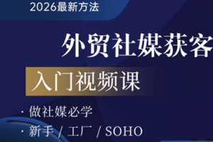 2026外贸社媒获客入门课，开启外贸社媒获客之路
