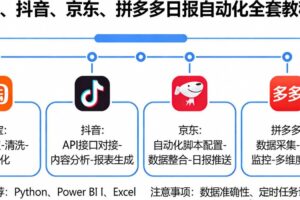 淘宝、抖音、京东、拼多多日报自动化全套教程