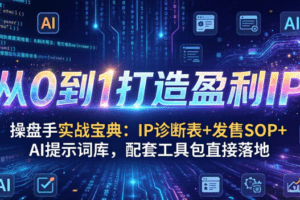 操盘研习社,操盘手实战宝典：IP诊断表+发售SOP+AI提示词库，配套工具包…