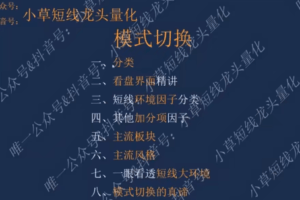 小草短线龙头量化竞神小草-模式切换