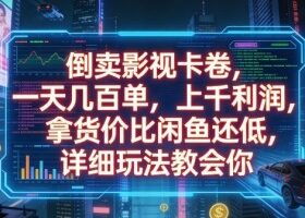 倒卖影视卡卷，一天几百单，上千利润，拿货价比闲鱼还低，详细玩法教会你【揭秘】