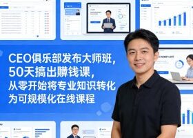 CEO俱乐部发布大师班,50天搞出賺钱课,从零开始将专业知识转化为可规模化在线课程