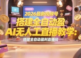 2026最新视频号AI无人直播教学：搭建全自动盈利直播间，低成本开启副业变现