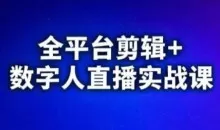 视频号、快手、抖音全平台剪辑+数字人直播实战课（更新2026）​