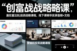 创富战略课,赢在重注时刻,营销和投资战略课程,线下课精华实录音频+…
