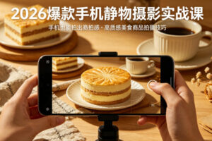 2026爆款手机静物摄影实战课，手机也能拍出商拍感，学会拍出高质感美食商品
