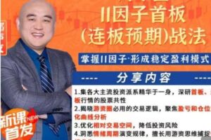财学堂郑声友11因子首板（连板预期）战法+小班课+指标+资料