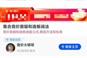 竞价大明哥-集合竞价首版和连板战法