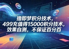 撸即梦积分技术，499充值得15000积分技术，效果自测，不保证百分百