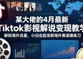 某大佬的4月最新Tiktok影视解说变现教学，解锁海外流量，小白也能深耕海外赛道賺美刀
