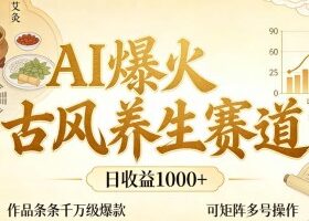 AI爆火古风养生赛道，日收益1k+单条作品点赞破万+，可矩阵多号操作【揭秘】