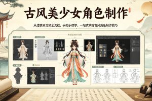 古风美少女角色制作，从建模到渲染全流程，手把手教学，一站式掌握古风…
