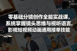 零基础分镜创作全能实战课，系统掌握镜头思维与视听语言，影视短视频动…