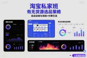 子鹏讲电商淘宝私家班，有无货源选品策略，高成功率爆款全流程打法，全…