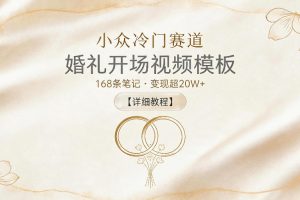 小众冷门赛道,婚礼开场视频模板,168条笔记,变现超20W+【详细教程】…
