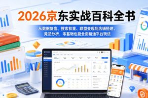 2026京东实战百科全书，从数据复盘、搜索权重、联盟变现到店铺搭建、竞…