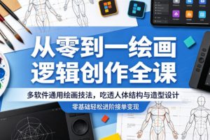 从零到一绘画逻辑创作全课，多软件通用绘画技法，吃透人体结构与造型设…
