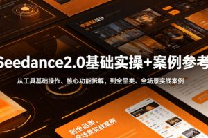 Seedance2.0基础实操+案例参考，从工具基础操作、核心功能拆解，到全品…