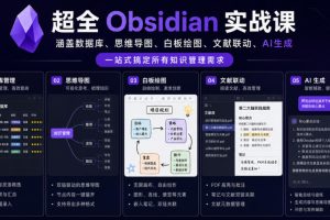 超全Obsidian实战课，涵盖数据库、思维导图、白板绘图、文献联动、AI生…