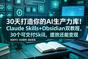 30天打造你的AI生产力库！Claude Skills+Obsidian 双教程，30 个可交付…