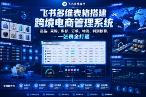 飞书多维表格搭建跨境电商管理系统，选品、采购、库存、订单、物流、利…