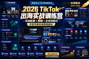 2026 TikTok出海实战训练营，环境配置 + 剪辑 + 全变现路径，手把手教…