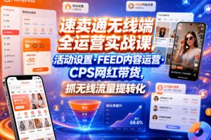 速卖通无线端全运营实战课，活动设置,FEED内容运营,CPS网红带货，抓无…