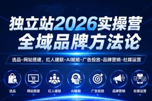 独立站2026实操营,全域品牌方法论,选品-网站搭建,红人建联-AI赋能-…