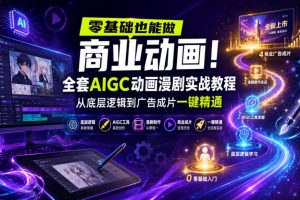 零基础也能做商业动画！全套AIGC动画漫剧实战教程，从底层逻辑到广告成…