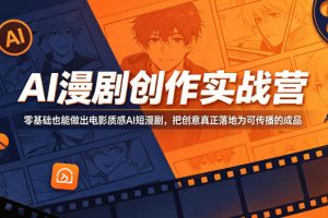 AI漫剧创作实战营,零基础也能做出电影质感AI短漫剧,把创意真正落地为…