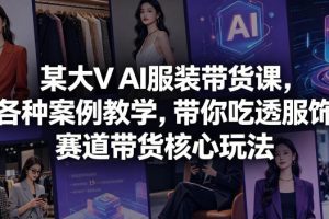 某大V AI服装带货课,各种案例教学,带你吃透服饰赛道带货核心玩法