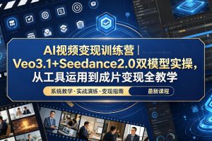 AI视频变现训练营｜Veo3.1+Seedance2.0双模型实操，从工具运用到成片变…