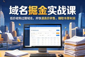 域名交易掘金实战课，低价收购过期域名，并快速高价转售，賺取丰厚利润…