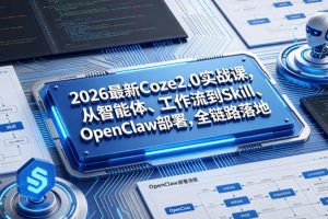 2026最新Coze2.0实战课，从智能体、工作流到Skill、OpenClaw部署，全链…