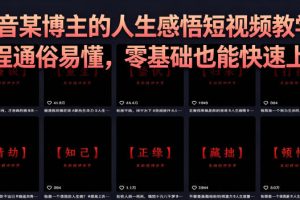 抖音某博主的灰太狼人生感悟短视频教学，全程通俗易懂，零基础也能快速…