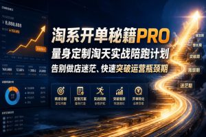淘系开单秘籍PRO，量身定制淘天实战陪跑计划，告别做店迷茫、快速突破…