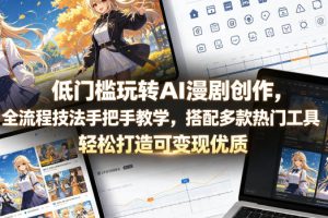 低门槛玩转AI漫剧创作，全流程技法手把手教学，搭配多款热门工具，轻松…