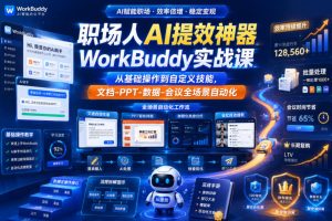 职场人AI提效神器WorkBuddy实战课，从基础操作到自定义技能，文档-PPT…