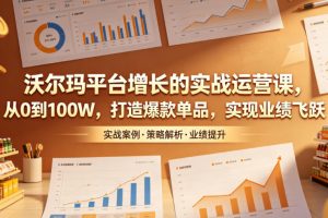 沃尔玛平台增长的实战运营课，从0到100W，打造爆款单品，实现业绩飞跃…