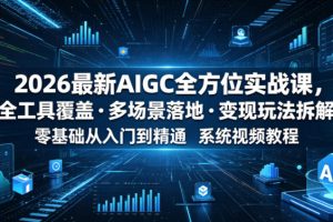 2026最新AIGC全方位实战课,全工具覆盖 多场景落地 变现玩法拆解,零基…