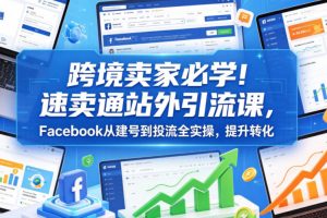 跨境卖家必学！速卖通站外引流课，Facebook从建号到投流全实操，提升转…