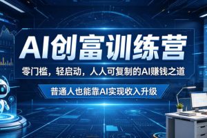 AI创富训练营，零门槛，轻启动，人人可复制的AI賺钱之道，普通人也能靠…