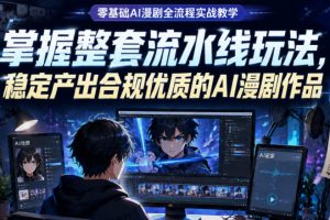 零基础AI漫剧全流程实战教学，掌握整套流水线玩法，稳定产出合规优质的…