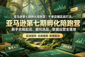 亚马逊第七期孵化陪跑营｜千单店铺实战打法，新手合规起店、避坑选品、…